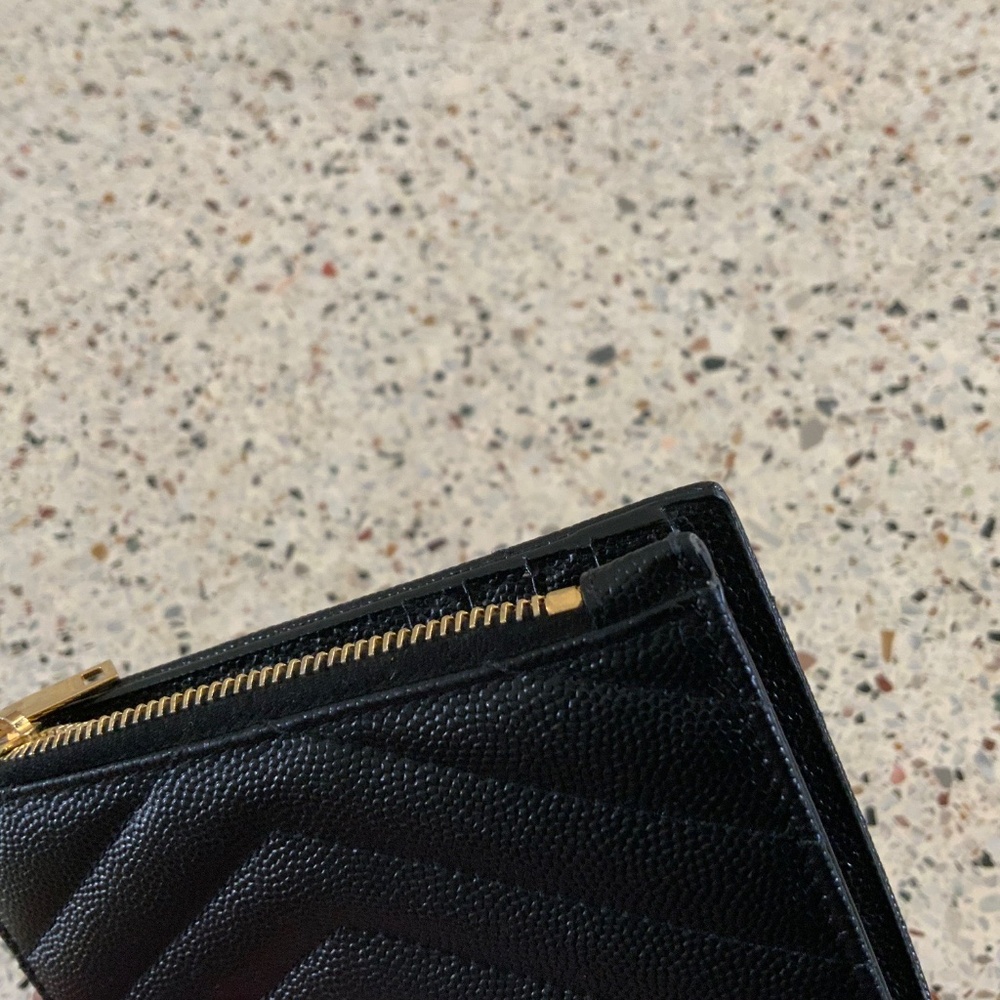 Saint Laurent Monogram YSL Black Grained Leather Ziptop Wallet - Picture 9 of 16